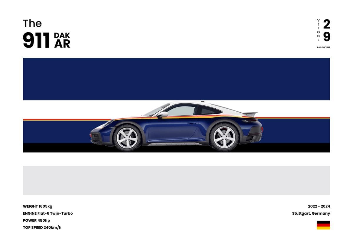 Affiche murale archive automobile 911 Dakar — Poster Veloce